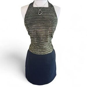 Amanda Laura Elegant Gold and Black Halter Top Size 9/10